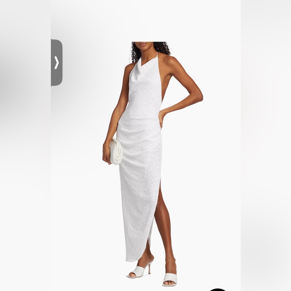 Amanda Uprichard Elektra Asymmetric Sequined Gown White Size Medium